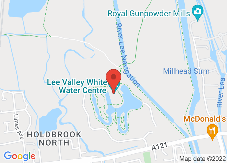 Map showing location of Lea Valley Whitewater Centre