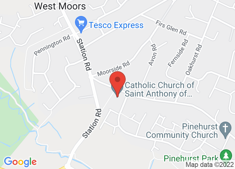 Map showing location of Saint Anthony Church Hall