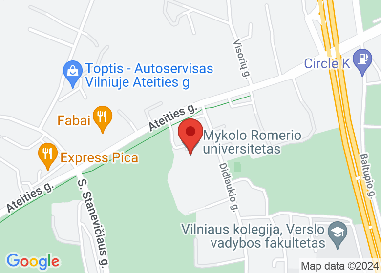 Map showing location of Mykolo Romerio universitetas