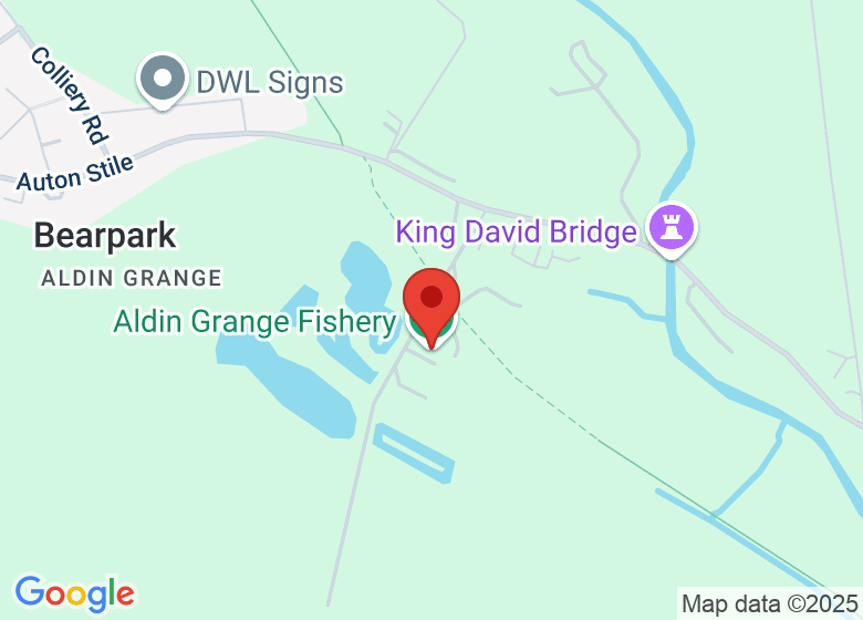 Map showing location of Aldin Grange Fishery