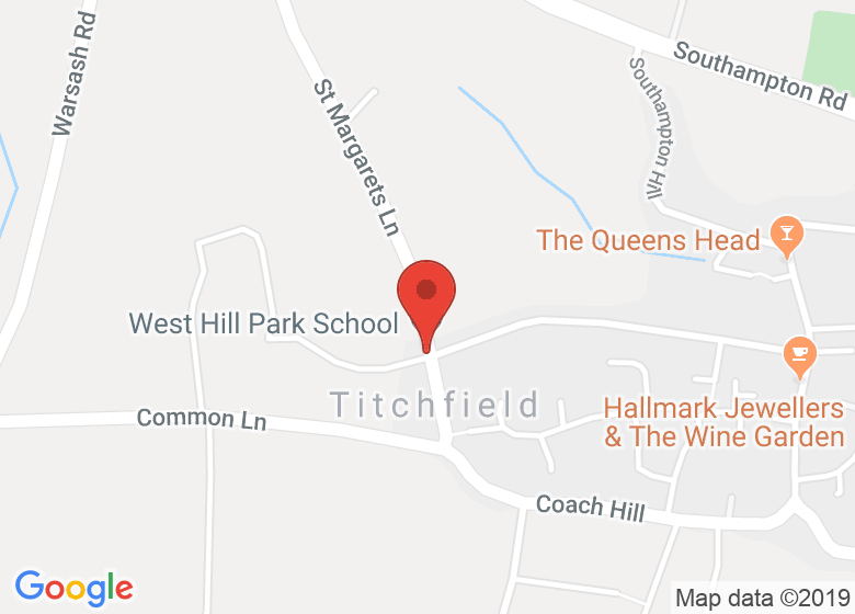 Map showing location of West Hill Park School