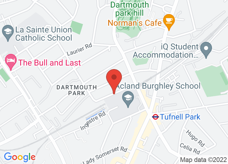 Map showing location of Acland Burghley School Sports Centre