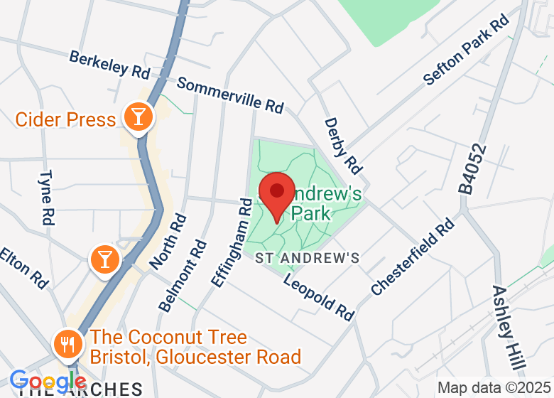 Map showing location of St Andrew’s Park