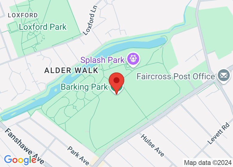 Map showing location of Barking Park