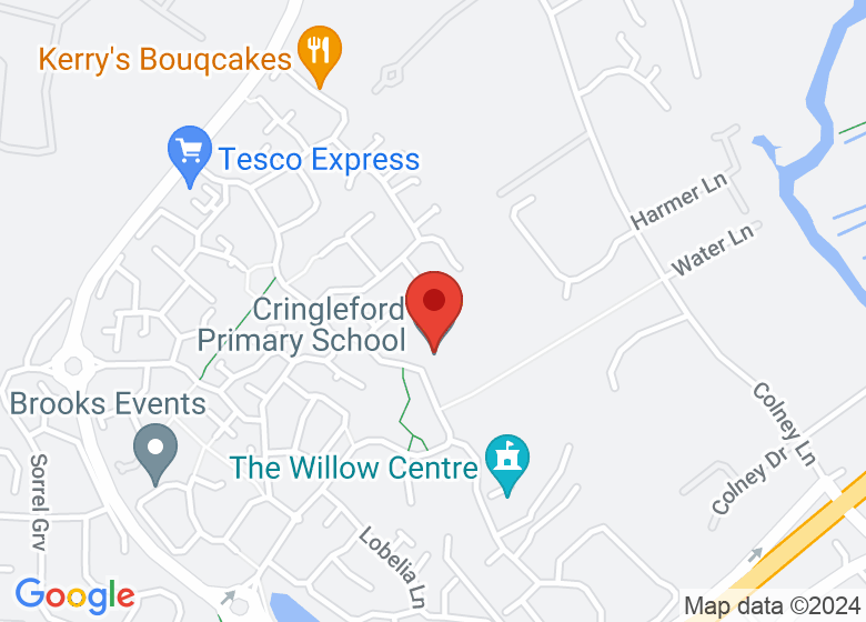 Map showing location of Cringleford Primary School