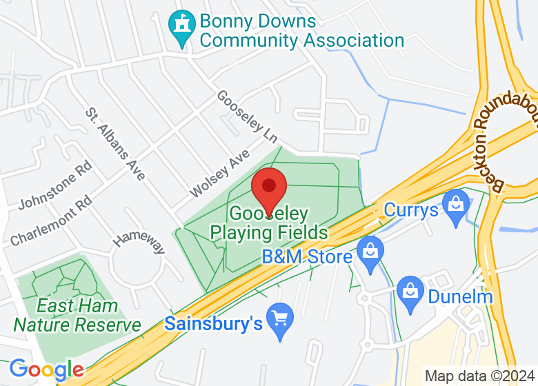 Map showing location of Gooseley Playing Fields