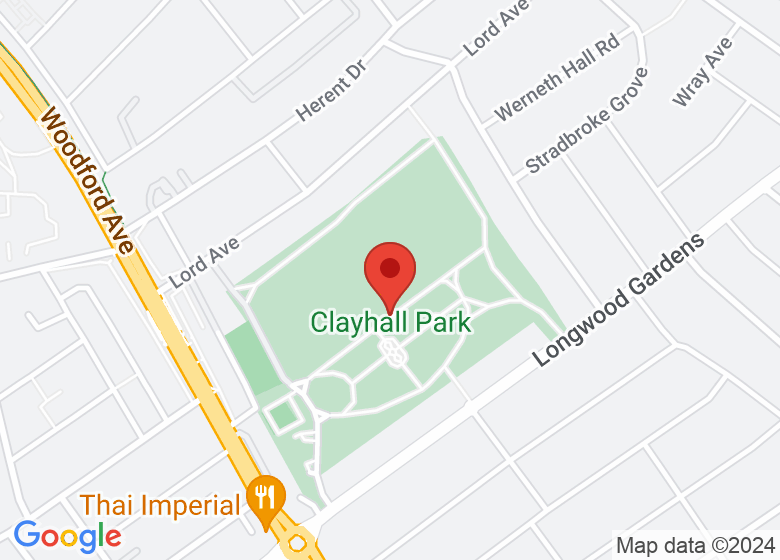 Map showing location of Clayhall Park