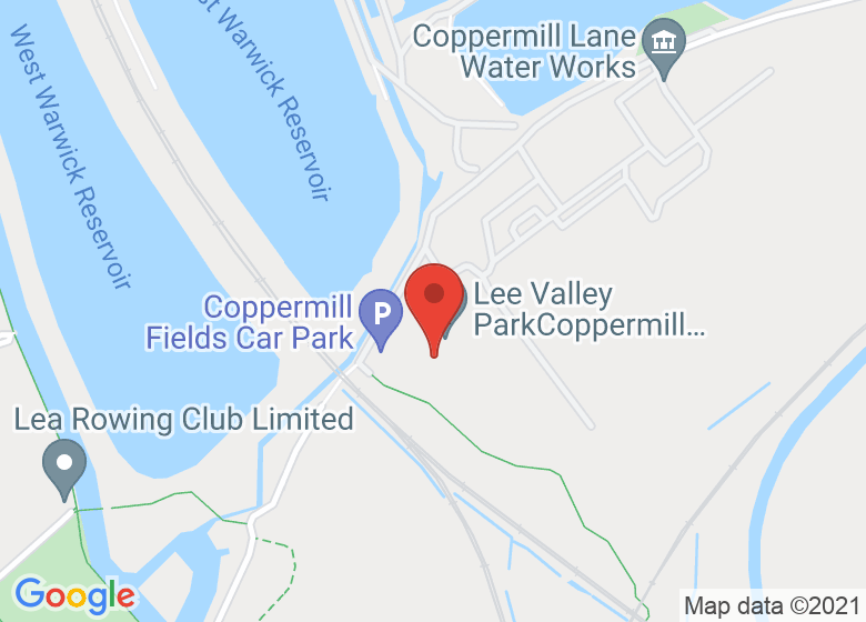 Map showing location of Flying Sycamores, Coppermill Fields (bench near the car park)
