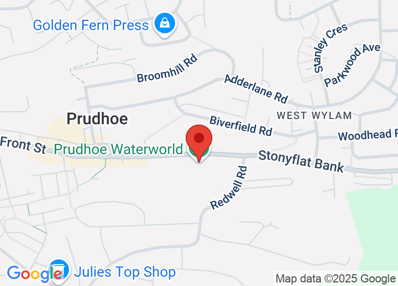 Map showing location of Prudhoe Waterworld