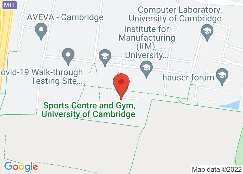 Map showing location of Sports Centre and Gym, University of Cambridge