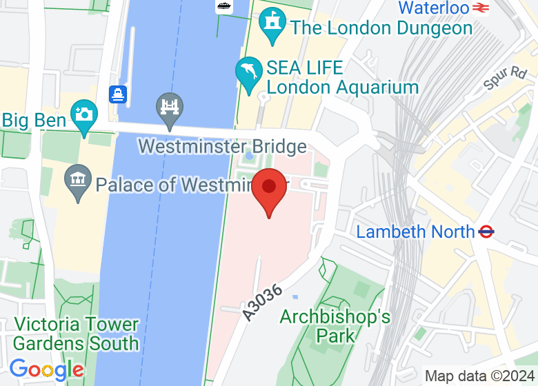 Map showing location of St Thomas' Hospital