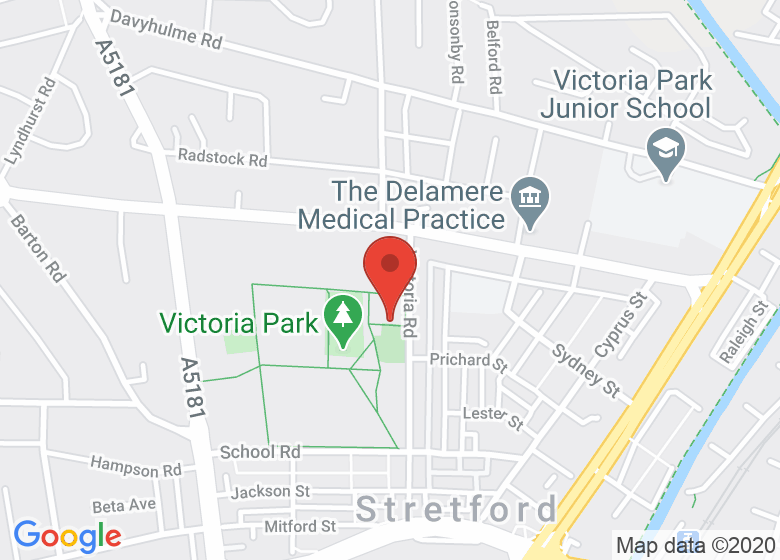 Map showing location of Victoria Park Community Building, Victoria Park