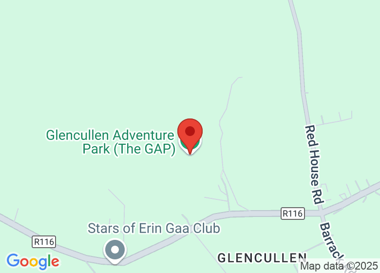 Map showing location of Glencullen Adventure Park (The GAP)