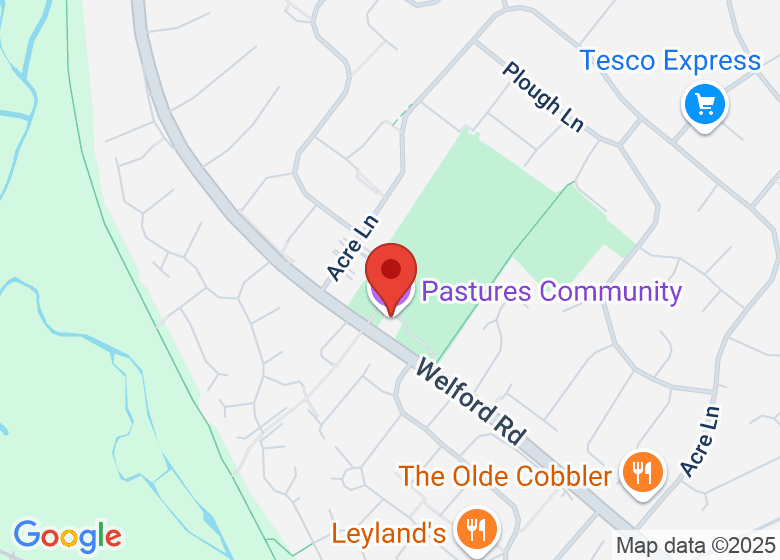 Map showing location of Pastures Community