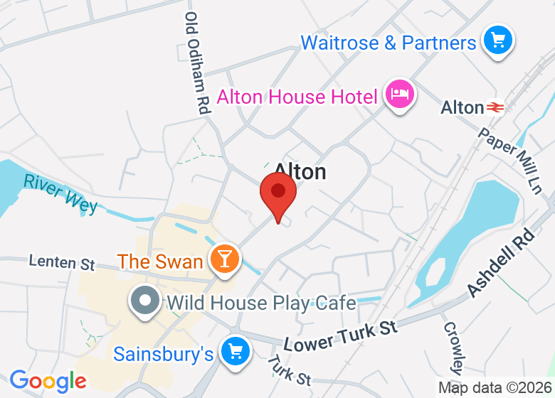 Map showing location of Alton Assembly Rooms