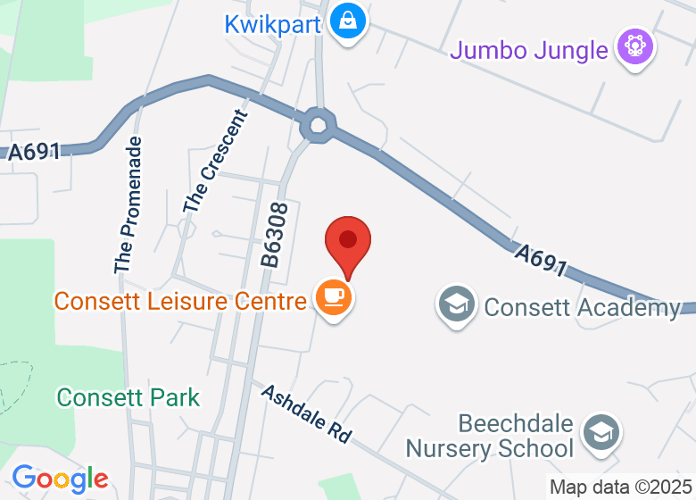Map showing location of Consett Rugby Club