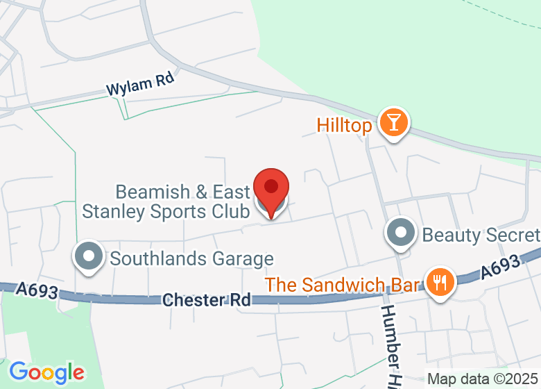 Map showing location of Beamish & East Stanley Sports Club