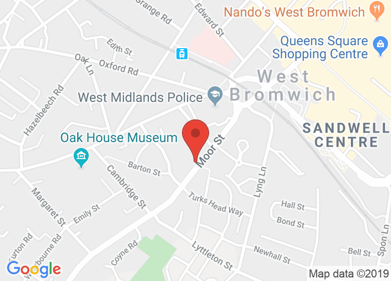 Map showing location of West Bromwich Leisure Centre