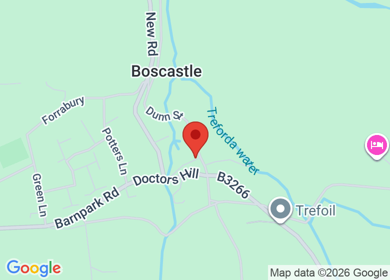 Map showing location of Boscastle Village Hall