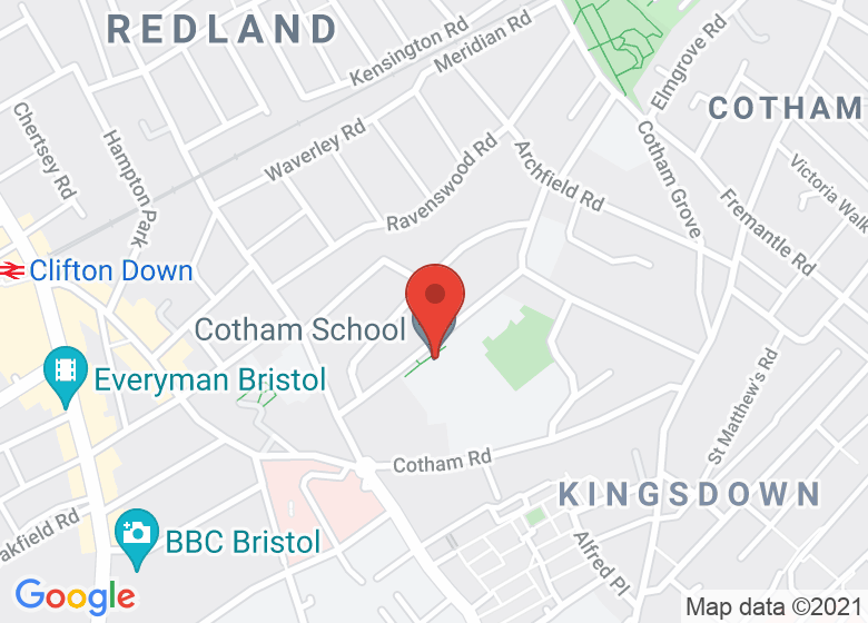 Map showing location of Cotham School