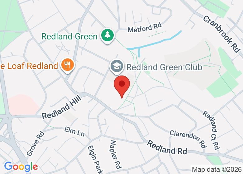 Map showing location of Redland Church Bristol