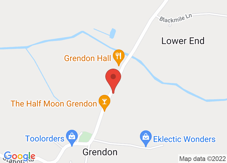 Map showing location of Grendon Village Hall