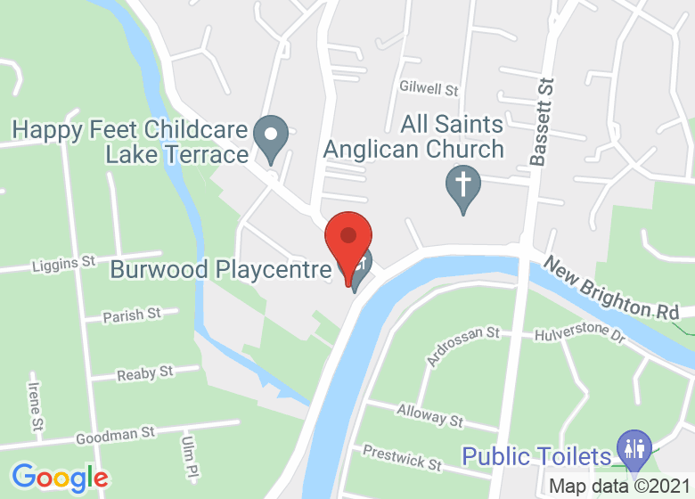 Map showing location of Burwood Playcentre