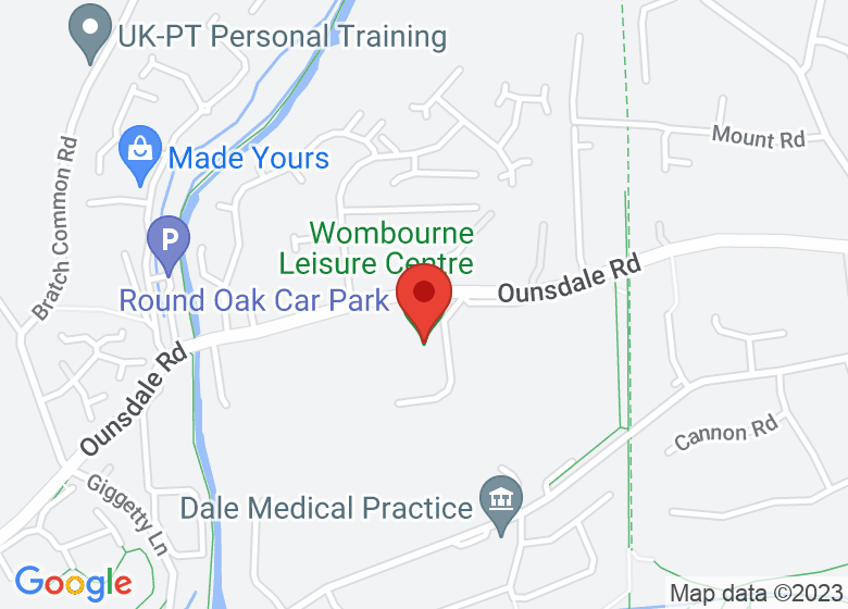 Map showing location of Wombourne Leisure Centre