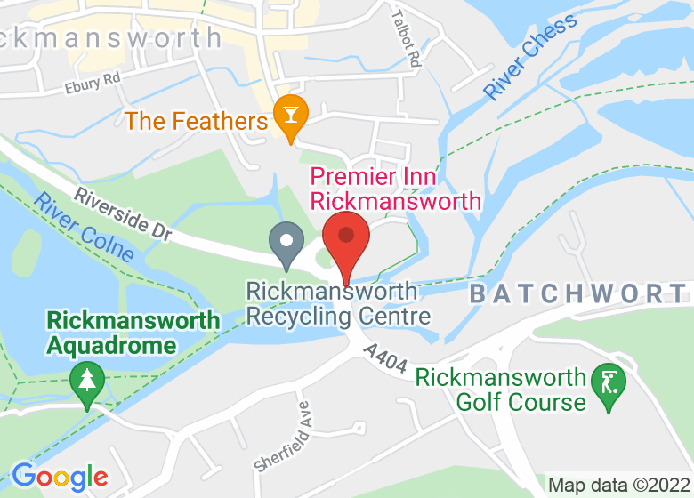 Map showing location of Rickmansworth Canal Centre