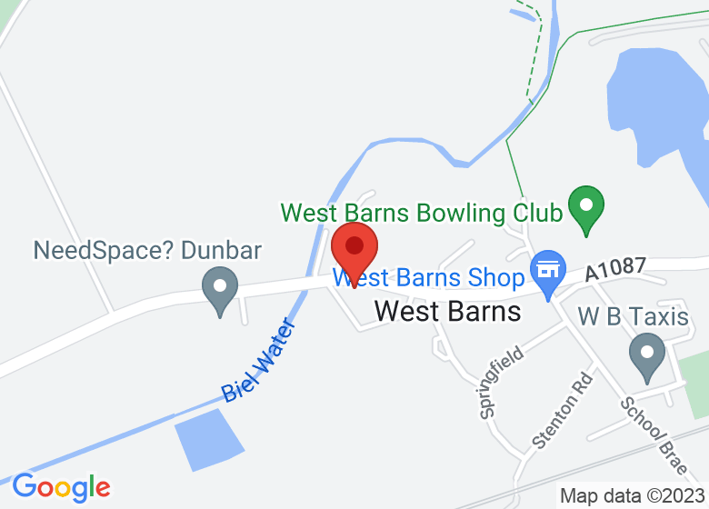 Map showing location of West Barns Village Hall