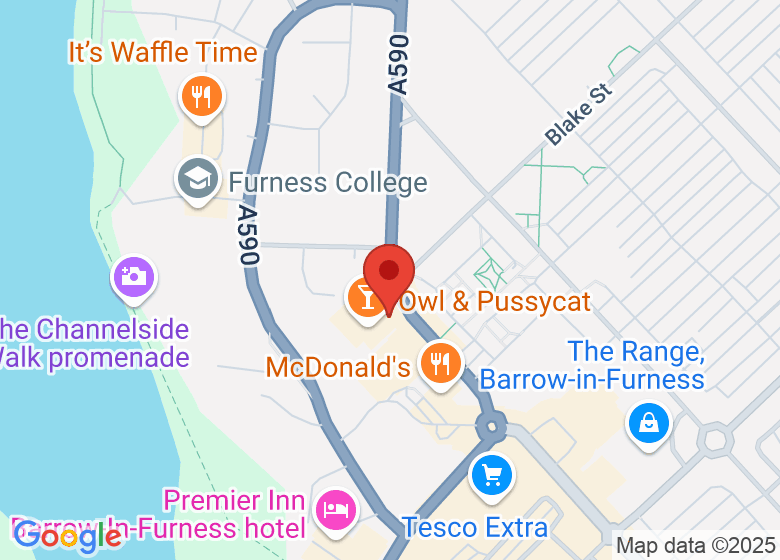Map showing location of Owl & Pussycat Wacky Warehouse
