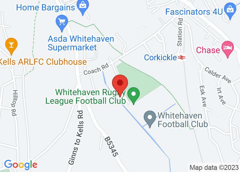 Map showing location of Whitehaven RLFC