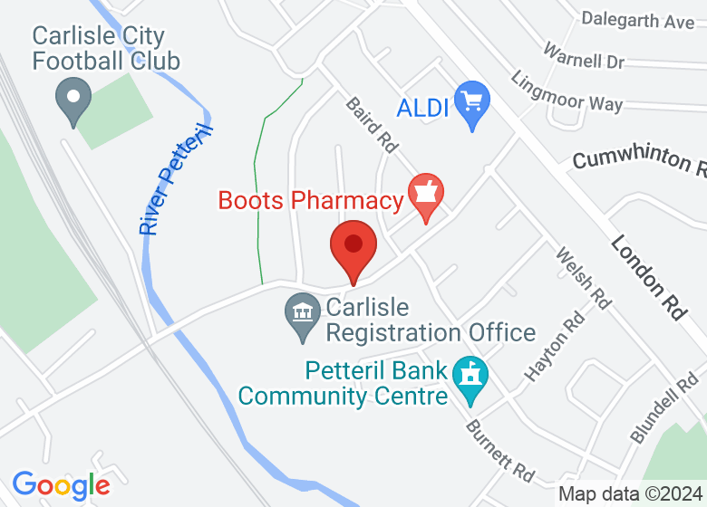 Map showing location of Petteril Bank Community Hall 