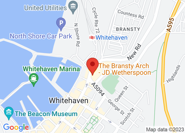 Map showing location of The Bransty Arch - JD Wetherspoon