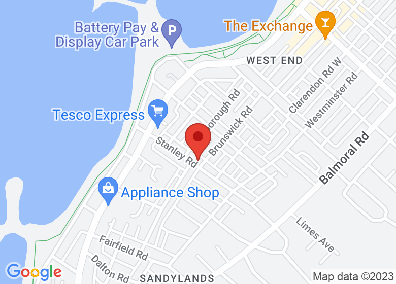 Map showing location of Stanley Road Baptist Church