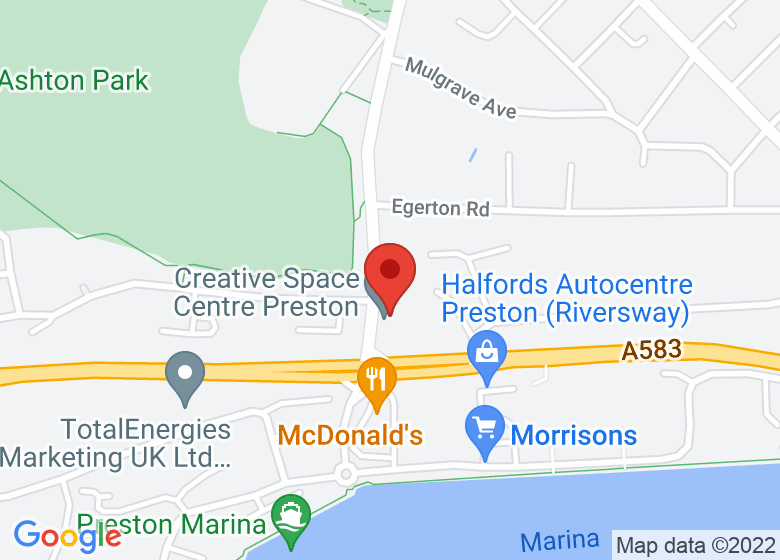 Map showing location of Creative Space Centre Preston