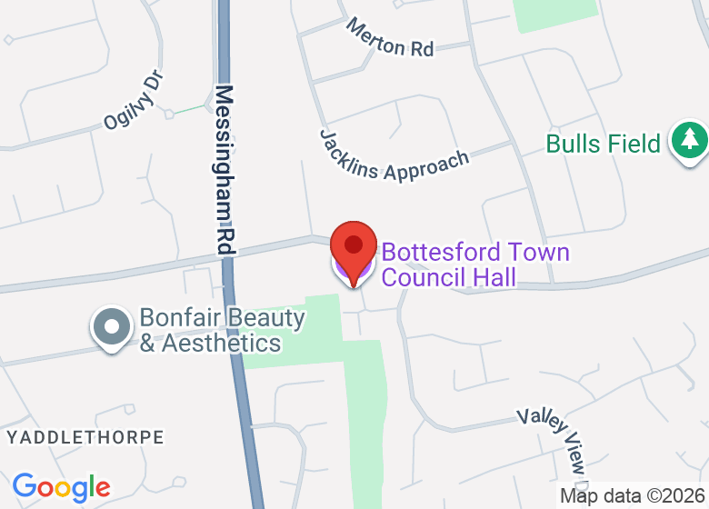 Map showing location of Bottesford civic hall 