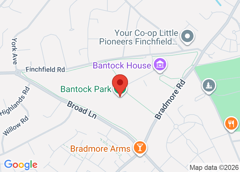 Map showing location of Bantock house 