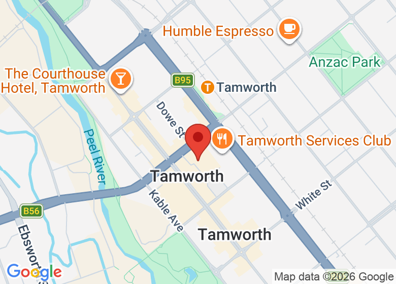Map showing location of Tamworth Tenpins and More