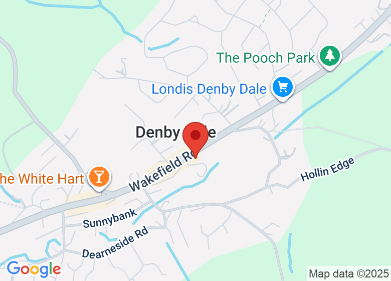 Map showing location of Denby Dale Pie Hall