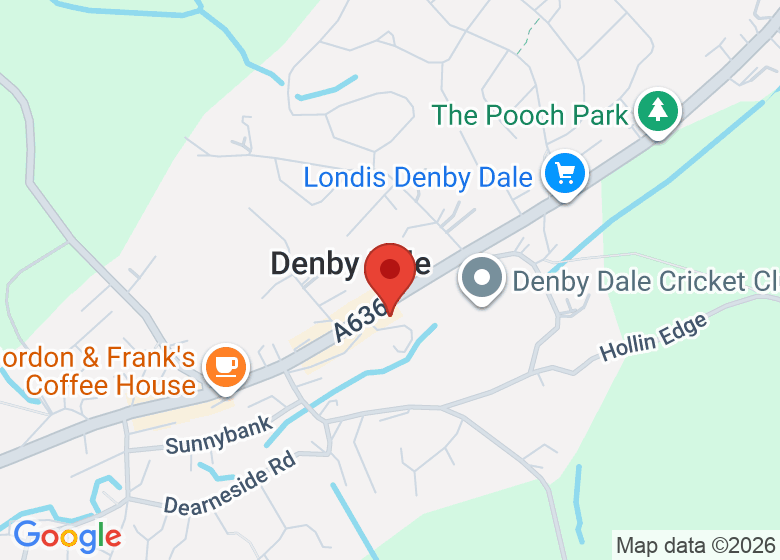 Map showing location of Denby Dale Pie Hall