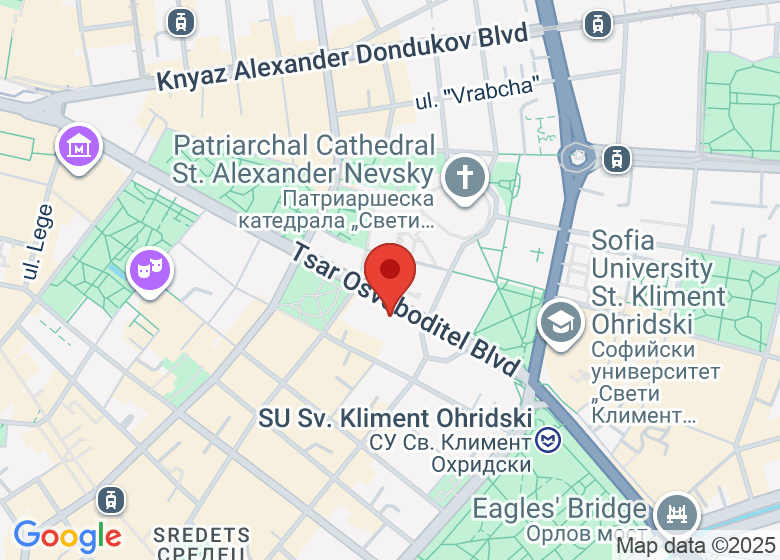 Map showing location of Sense Hotel Sofia