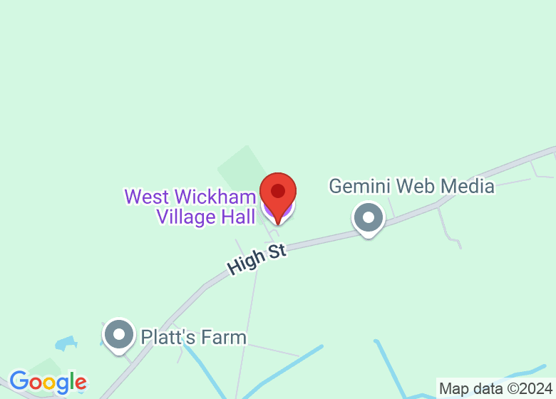 Map showing location of West Wickham Village Hall