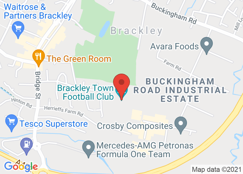 Map showing location of Brackley Town Football Club