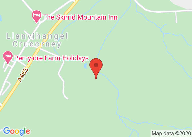 Map showing location of Llanvihangel Court