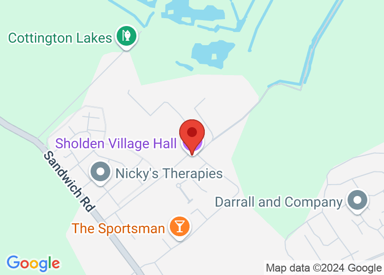 Map showing location of Sholden Village Hall