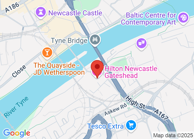 Map showing location of Hilton Newcastle Gateshead