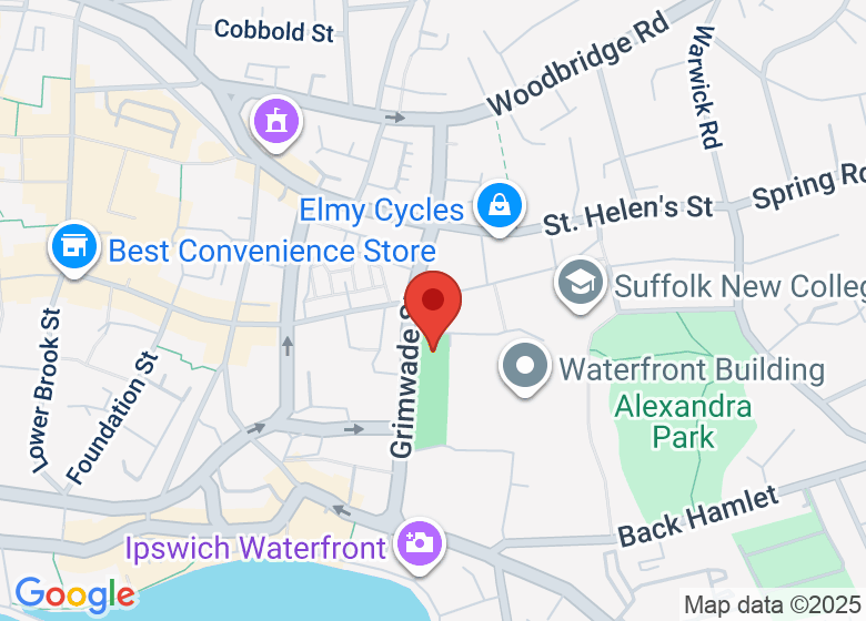 Map showing location of Suffolk New College Sports Centre