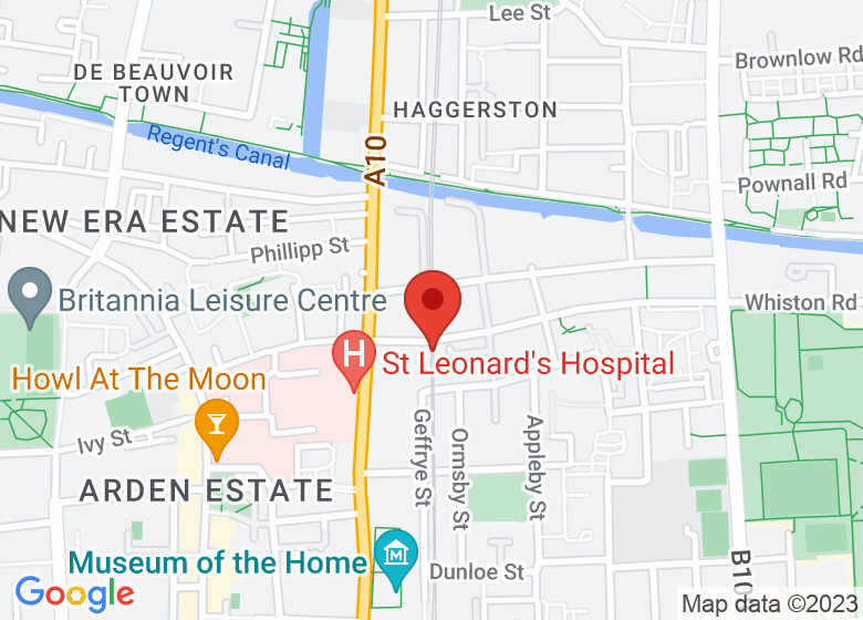 Map showing location of Turning Earth Hoxton