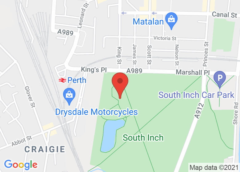 Map showing location of South Inch Pavillion Cafe
